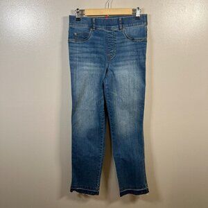 Spanx Straight Leg Pull On Jeans Size Medium Vintage Indigo Blue Stretch